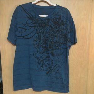 Helix Blue Short Sleeve Tee with Graphic Design